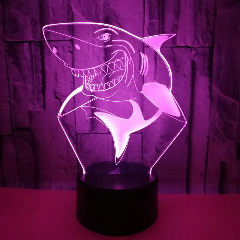 Creative table lamp shark acrylic usb touch dimming led sleeping bedroom bedside lamp 3D night lights