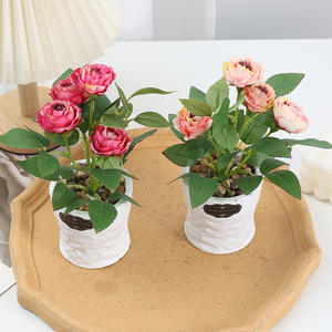 <span class=keywords><strong>Pot</strong></span> de fleurs artificielles élégant <span class=keywords><strong>en</strong></span> forme de rose pour la décoration de la maison, du bureau, du bureau à domicile, plante artificielle <span class=keywords><strong>en</strong></span> <span class=keywords><strong>pot</strong></span>, centre de table pour le salon - Product Image 4