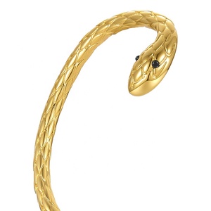 <span class=keywords><strong>Orecchini</strong></span> Hip Hop di Alta Qualità in Ottone Placcato <span class=keywords><strong>Oro</strong></span> 18K, Forma a <span class=keywords><strong>Serpente</strong></span> Avvolgente, Accessori E211230 - Product Image 2