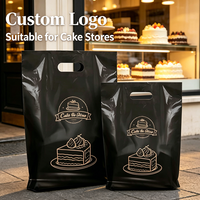 Sac de courses en PE découpé avec poignée, logo personnalisé, sac d'emballage en polyéthylène pour petites entreprises, confiseries, cadeaux, pâtisseries