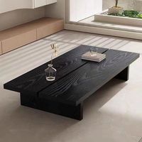 Table basse en bois massif Design belge minimaliste moderne Table centrale de meubles de salon avec pieds épais Table à thé à charge lourde