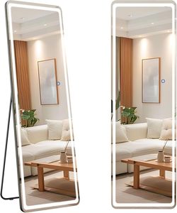 Miroir sur pied LED intelligent à commande tactile avec cadre métallique rectangulaire, fourni par l'usine - Product Image 6