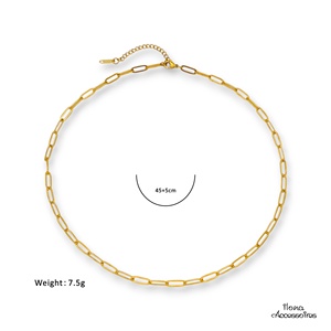 Collana a Catena Paperclip in Acciaio Inossidabile Placcato <span class=keywords><strong>Oro</strong></span> 18K, Choker Minimalista Regolabile per Donna, Gioielli Quotidiani - Product Image 4
