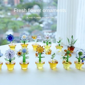 Décorations créatives pour l'intérieur <span class=keywords><strong>de</strong></span> <span class=keywords><strong>la</strong></span> voiture, petite lampe en verre soufflé en forme <span class=keywords><strong>de</strong></span> tournesol, ornement pour <span class=keywords><strong>la</strong></span> console centrale <span class=keywords><strong>de</strong></span> <span class=keywords><strong>la</strong></span> voiture - Product Image 2
