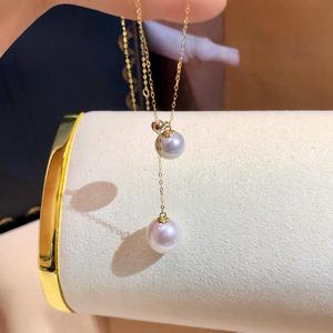 Collier de style princesse luxueux Wenchi avec pendentif en perle d'eau douce de 8 à 11 mm, lumière naturelle intense, design élégant pour la clavicule - Product Image 1