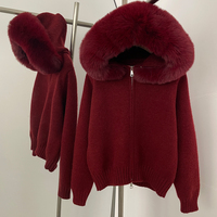 OFTBUY doux hiver fausse fourrure automne chaud tricoté manteau court fermeture éclair à capuche femmes veste pull décontracté veste mince élégant