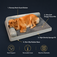 Coussin de canapé pour animaux de compagnie en velours avec protection pour le cou, tapis en polaire shaggy, orthopédique, toutes saisons, base antidérapante en caoutchouc, lavable, OEM en gros