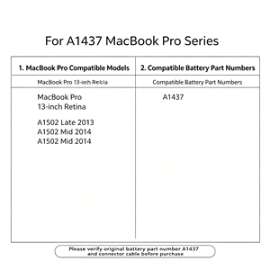 Batería Nueva A1437 para Laptop Apple MacBook Pro 13 Pulgadas Retina <span class=keywords><strong>A1425</strong></span> EMC 2557 EMC 2672 de Finales de 2012 y Principios de 2013 - Product Image 3