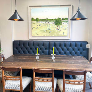 Muebles de restaurante modernos de lujo ligeros, banquete en forma de U de Dubái, mesa de café de comida rápida, cabina de madera, sofá de asiento con mechones para comedor - Product Image 2