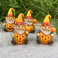 Figurine de citrouille lumineuse d'Halloween en résine pour la décoration intérieure et extérieure de jardin, cour et maison
