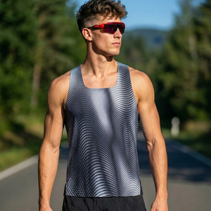 Summer <b>Men's</b> Sporty Vest Tank Top Lightweight Breathable Seamless Running Marathon <b>Singlet</b> Wholesale Gym Sportswear - Product Image 1