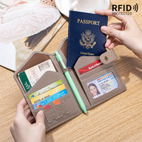 Sac portefeuille multifonctionnel en cuir pour passeport ultra-mince Porte-billets de voyage portable Sac pour cartes à fentes multiples RFID