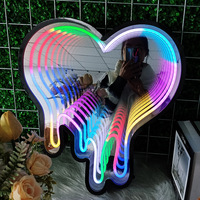 Boîte à lumière LED miroir infini en verre acrylique semi-transparent personnalisée en usine, miroir abyssal, enseigne au néon pour karaoké, bar