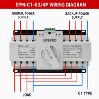 Commutateur de transfert automatique triphasé double alimentation EPEPRO PC EPM-C1 4P 32A 63A 110V 50/60Hz 1S Temps de transfert Générateur ATS