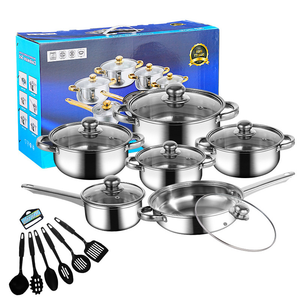 2025 thiết kế mới Cookware Set 18 cái thép không gỉ chậu canh Nồi sữa hộ gia đình Nồi đa Frying Pan với Ấm đun nước - Product Image 5