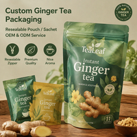 Sachet souple personnalisé imprimé pour thé au gingembre, refermable avec fermeture éclair, pour thé instantané