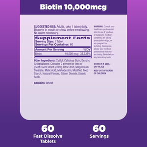 Solilan OEM tinh khiết Biotin máy tính bảng 10000 MCG vitamin H Keratin axit hyaluronic cho tóc da móng tay tăng trưởng cho người lớn trẻ sơ sinh - Product Image 6