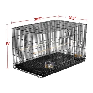 Cage en plastique empilable pour les oiseaux, perruches rectangulaires d'entraînement, avec plateau coulissant