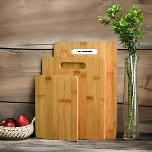 Juego de tabla de cortar de madera maciza de bambú Natural totalmente personalizada de 3 piezas, tabla de cortar de alimentos gruesa duradera portátil para Cocina - Product Image 4