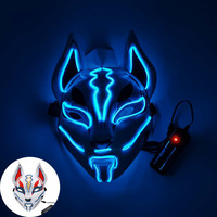 Masque de renard lumineux pour Halloween, cosplay, fil néon EL, LED PVC, multicolore, autonomie de 10-12 heures, 2 piles AA, inverseur, respirant