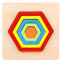 Puzzle Balok Geometris Kayu Montessori untuk Anak-anak