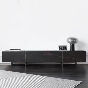 Lusso Nero Marquina marmo TV Stand Premium Nero bianco vena pietra <span class=keywords><strong>Console</strong></span> di intrattenimento con armadio - Product Image 1