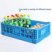 Conteneur de rangement pliable en plastique PP de 43 litres avec couvercle, caisse pliable pour fruits, légumes, transport, rangement, caisse en maille