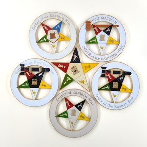 O.E.S Cắt Logo Thứ Tự Của Ngôi Sao Phương Đông 3 Inch Cắt Ra Kim Loại Masonic OES Biểu Tượng Xe Hơi Tự Động - Product Image 6
