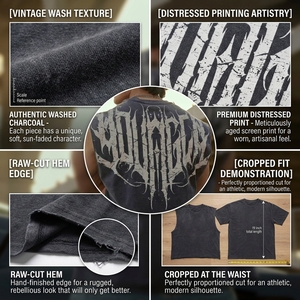 <span class=keywords><strong>Camiseta</strong></span> sin mangas de entrenamiento vintage para <span class=keywords><strong>hombre</strong></span>, con estampado desgastado, estilo gimnasio, corte cropped con borde sin rematar, estilo streetwear. - Product Image 2