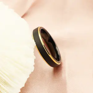 镀金黑色结婚戒指碳化钨男士戒指批发男士碳化钨戒指