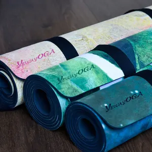 Eco friendly riciclato pet Yoga opaco pieghevole stampato antiscivolo assorbente del sudore microfibra vegan suede gomma naturale yoga mat