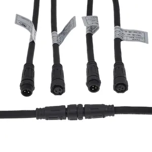 Ustomized-conector de cable impermeable para iluminación LED utdoor, conector macho y hembra de 12 2 pulgadas con cable de 18AWG