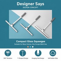 Nettoyeur de vitres manuel en forme de T, lame en caoutchouc anti-rayures, utilisation multi-surfaces, mini raclette à vitres pour la maison