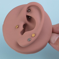 Getta F136 Titane pour Femme, Labret à double disque plat avec filetage interne, plaqué or, pour mariage et fiançailles