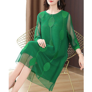 Abito Casual plissettato <span class=keywords><strong>verde</strong></span> <span class=keywords><strong>menta</strong></span> nuovo Design elegante con o-collo e stampa digitale anteriore senza spalline leggero - Product Image 2