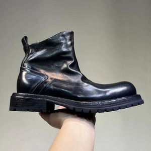 Botas Chelsea retro europeas y americanas con cremallera lateral, estilo desgastado, suela gruesa y punta ancha para hombre. - Product Image 6