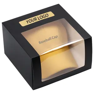 Wholesale Custom Logo Gift Toy Hat Packaging Paper Box Baseball Cap Box with Clear Window