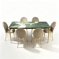 Table à manger moderne de luxe avec plateau en marbre et pieds en métal pour la maison, les restaurants, les mariages, les hôtels, personnalisable