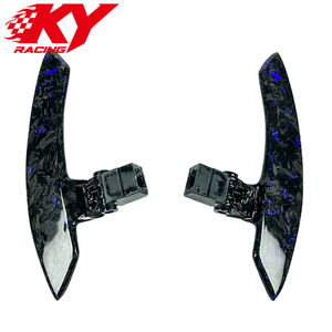 Volant personnalisé en cuir et fibre de carbone forgée bleue avec LED et palettes de changement de vitesse pour Toyota Camry Corolla Avalon 2018-2025 - Product Image 4