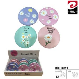 Cosmetic <b>Mirror</b> Floral Design Compact Makeup <b>Mirror</b> With Daisy Pattern Have A Good Day Message Portable Vanity <b>Mirror</b> For Women - Product Image 2