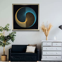 Usine 60*60cm en vrac moderne intérieur fait à la main 3D cercle bois chaîne ligne Art pour la décoration de la maison