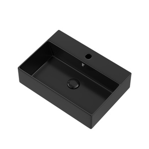 Lavabo carré noir mat à poser sur comptoir, lavabo de salle de bain, lavabo en céramique, lavabo de balcon, lavabo simple - Product Image 6