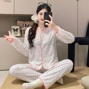 Pijama Feminino <span class=keywords><strong>Kawaii</strong></span> com Estampa de Cereja Vermelha, Conjunto Doce de 2 Peças, Manga Longa, Novo Design 2026, Camisola Casual de Primavera - Product Image 3