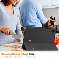 Housse pour Samsung Galaxy Tab A9 8,7 pouces X110 X115 2023, étui à rabat en cuir premium avec support pliable SM-X110 SM-X115