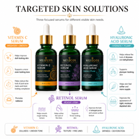 MEIZCOS Vitamin C Retinol Hyaluronic Acid Serum Trio 30ml Botol Hijau Serum Wajah Pencerah Pengencang Melembapkan Set Perawatan Harian