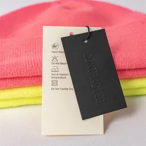 Servizio di Design gratuito carta di abbigliamento personalizzata altalena prodotto Hang tag per indumento