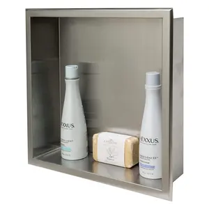 Douche de luxe en acier inoxydable brossé, meuble de salle de bain carré 304, anti-rouille, taille carrée 16x16 pouces