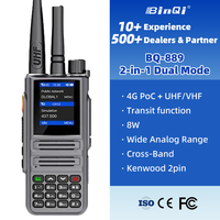 Radio Bidireccional BinQi BQ-889 Gris, Modo Dual PTT Analógico/Digital, 4G POC, UHF/VHF, 8W, Walkie Talkie de Largo Alcance, con Tarjeta SIM