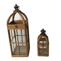 Lot de 2 bougeoirs en bois antique Hurricane Storm avec verre pour décorations de jardin et de mariage en extérieur