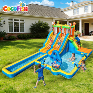 Castillo Inflable Cocofish con Tobogán Acuático, Casa de Brinco Oxford con Piscina y Pistolas de Agua - Parque Acuático <span class=keywords><strong>para</strong></span> Niños en el Patio Trasero - Product Image 1